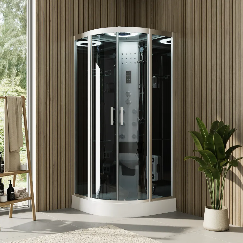 Cabina doccia idromassaggio semicircolare 90x90 cm h215cm | Leros Cabina doccia idromassaggio semicircolare 90x90 cm h215cm | Leros