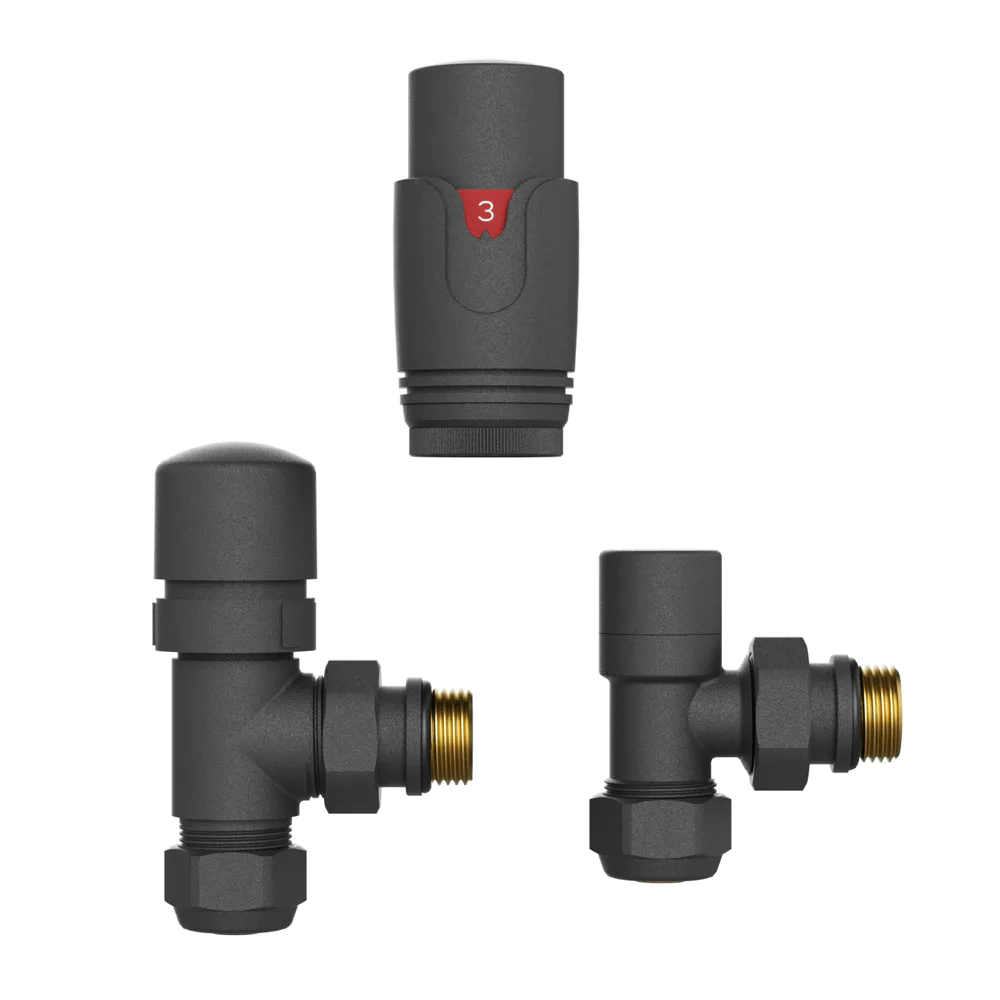 Coppia valvole termostatiche in ottone 16mm 1/2" antracite