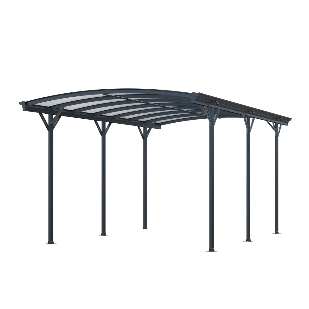 Tettoia per auto ad arco 505x300xh219cm in alluminio e policarbonato antracite - 15mq Tettoia per auto ad arco 505x300xh219cm in alluminio e policarbonato antracite - 15mq