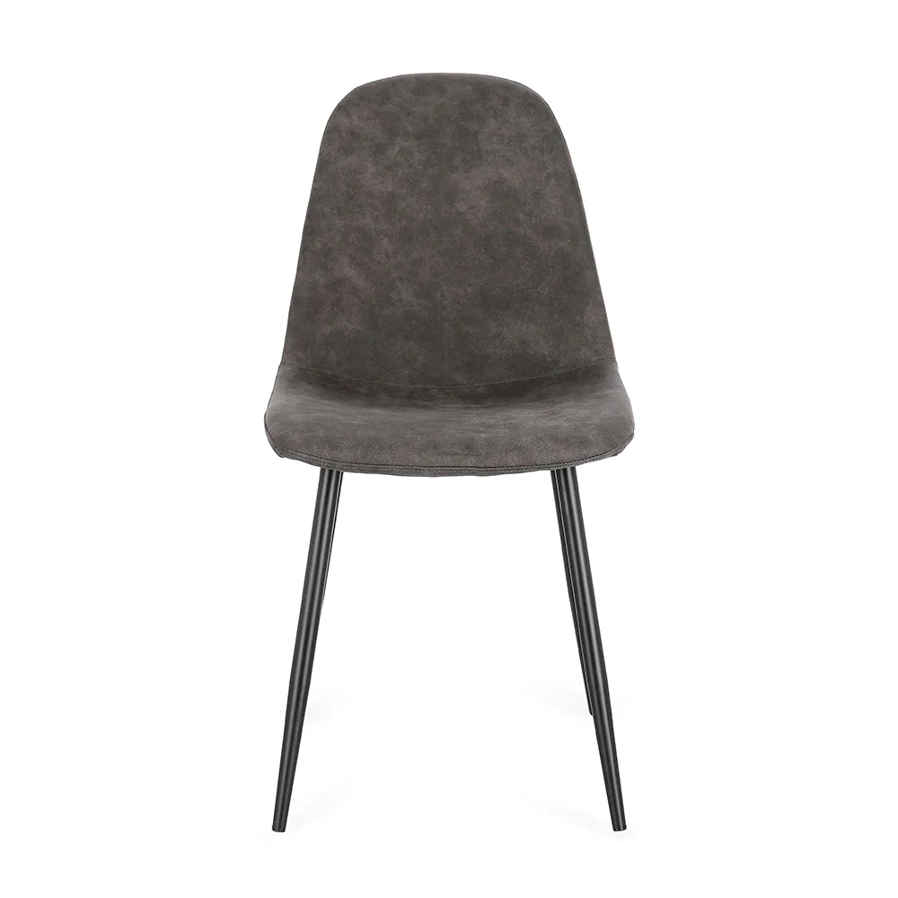 Set 4 sedie seduta effetto microfibra grigio scuro e gambe in acciaio nero | New Irelia Set 4 sedie seduta effetto microfibra grigio scuro e gambe in acciaio nero | New Irelia