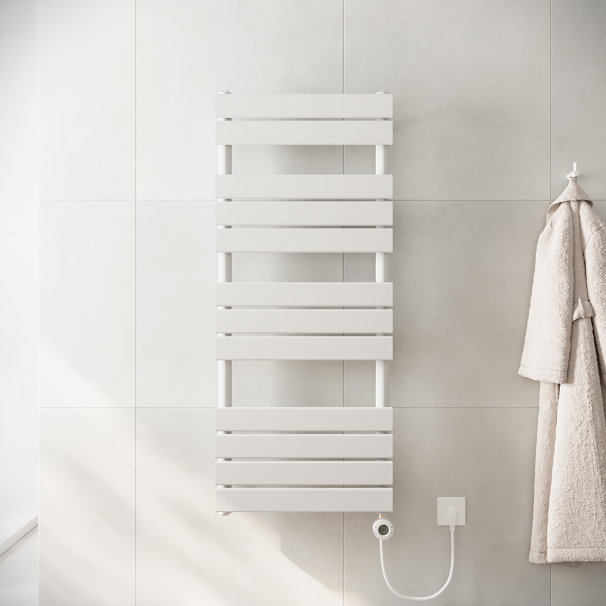 Termoarredo elettrico 1200x500 bianco opaco interasse 450 | Andromeda