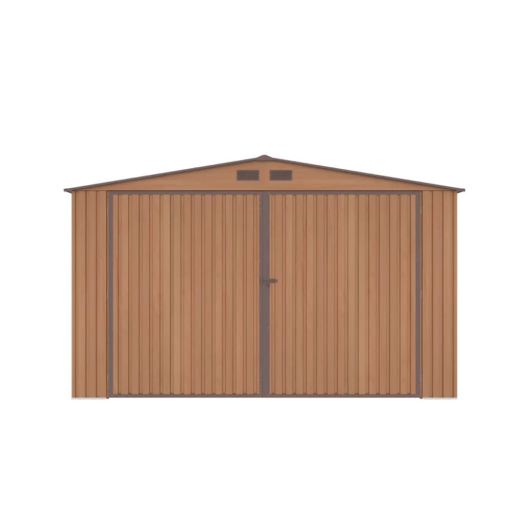 Garage per auto in acciaio zincato 380x540xh232 cm con porta a battente effetto legno - 20,5mq