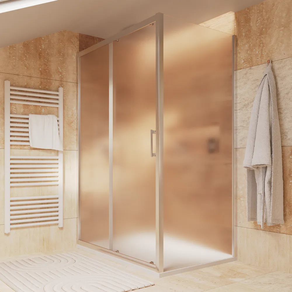 Box doccia cromato 140x80cm vetro 6mm opaco apertura scorrevole h170cm | Sicily