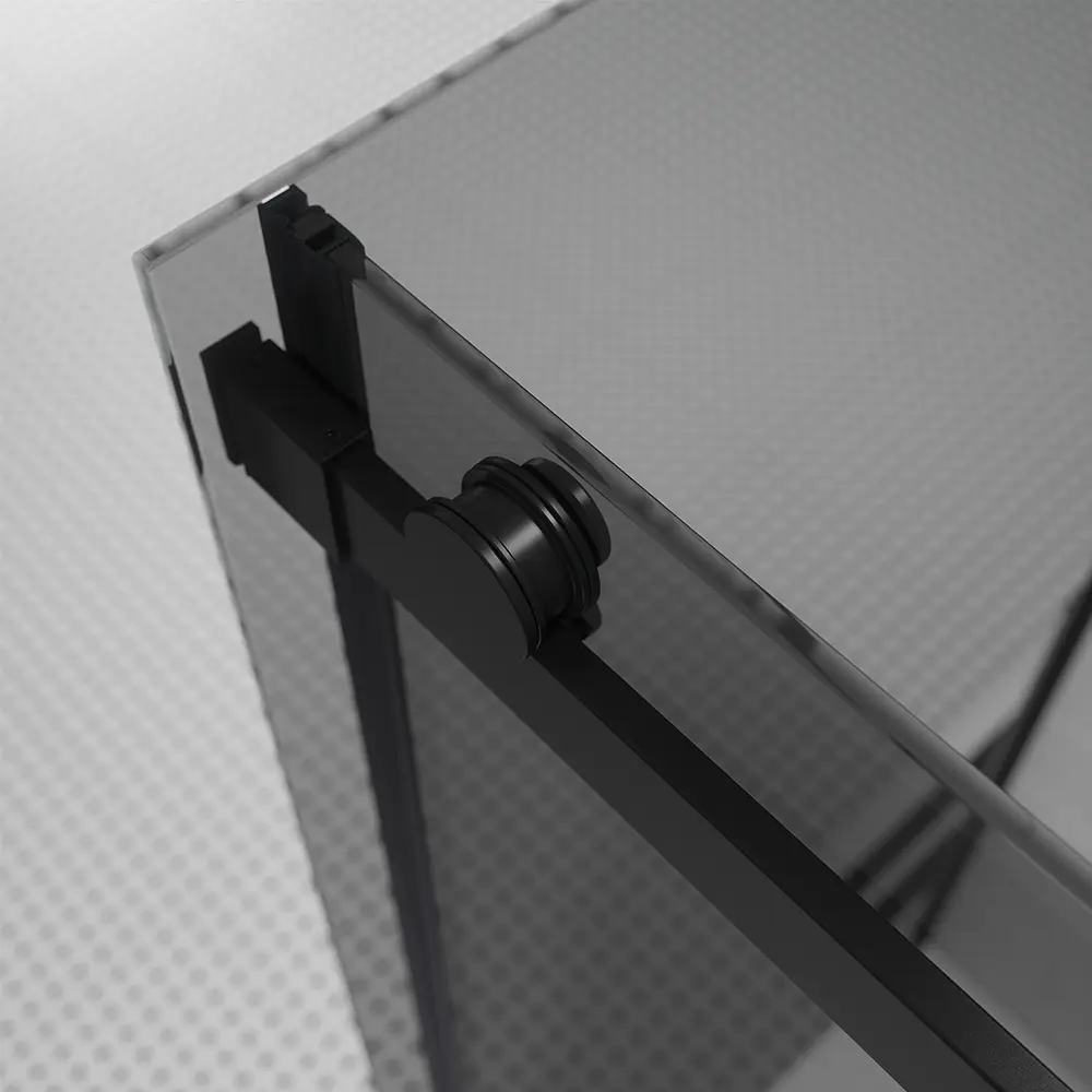 Box doccia 80x140 cm scorrevole vetro 8mm fumé profili nero opaco h195cm | Creta Box doccia 80x140 cm scorrevole vetro 8mm fumé profili nero opaco h195cm | Creta