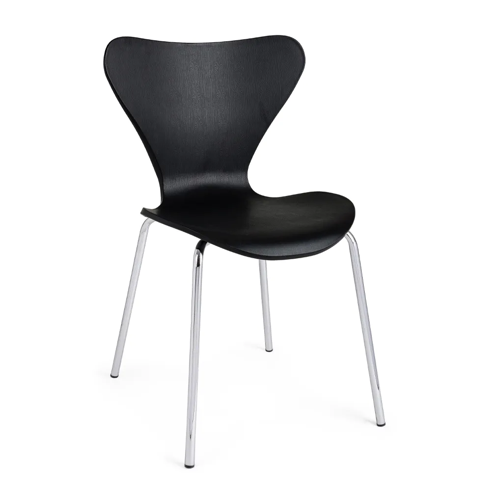 Set 4 sedie in polipropilene nero e gambe in acciaio cromato | Tessa