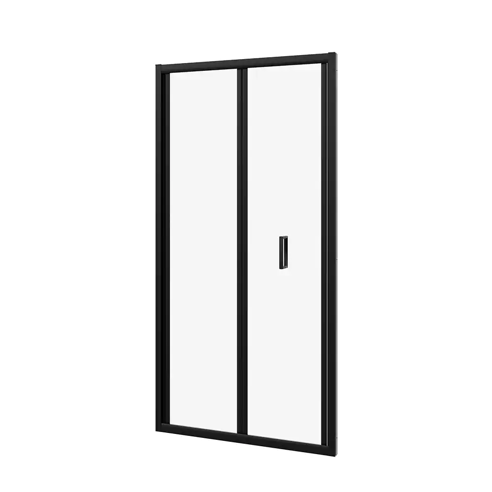 Porta doccia 80 cm profili nero opaco apertura a libro vetro trasparente | Capri Porta doccia 80 cm profili nero opaco apertura a libro vetro trasparente | Capri