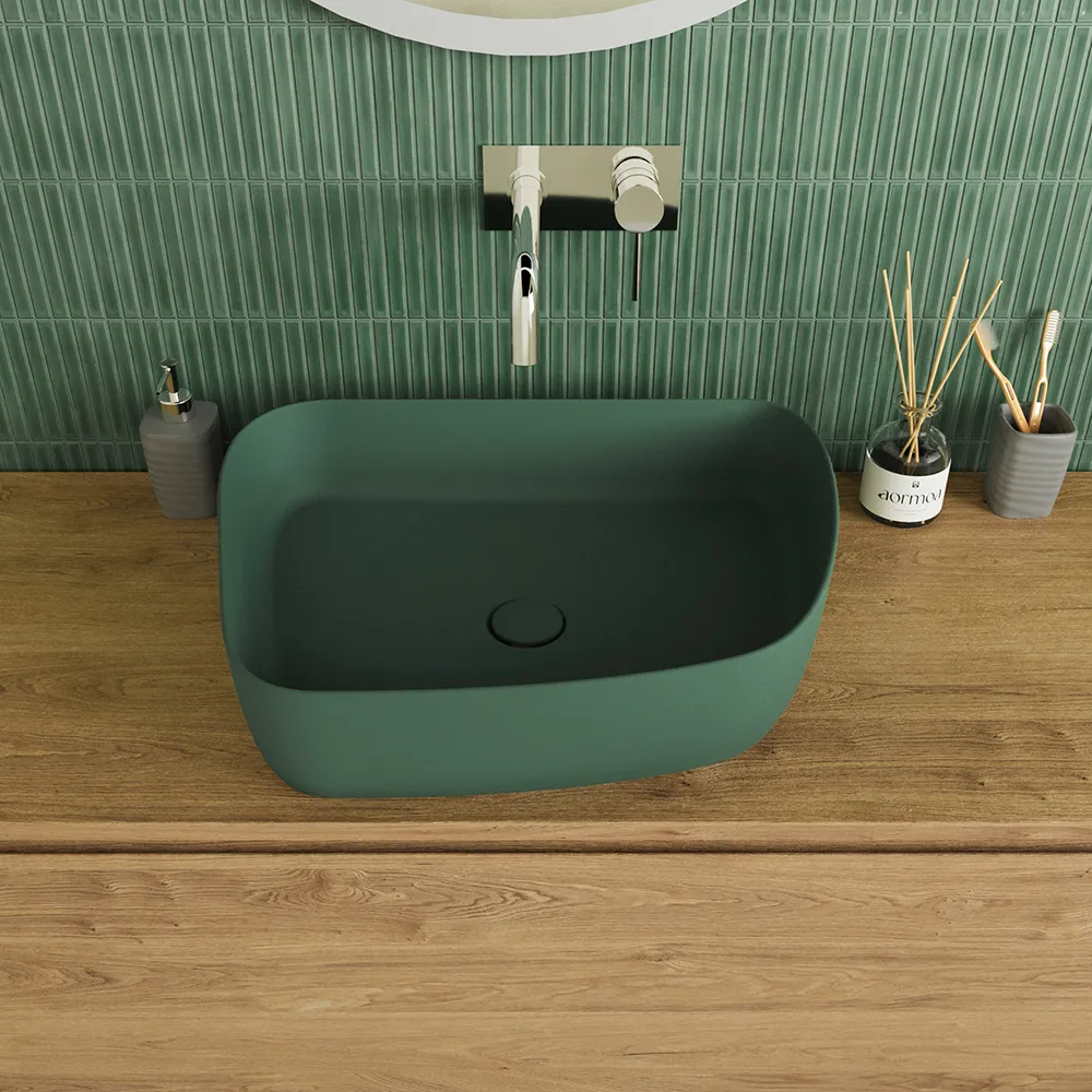 Lavabo da appoggio tondo 55,5x44x14 verde | Persico Lavabo da appoggio tondo 55,5x44x14 verde | Persico