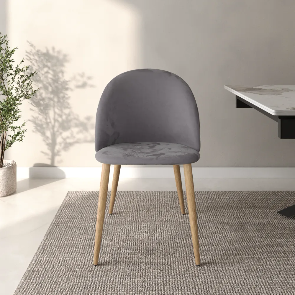 Set 4 sedie seduta in velluto grigia con gambe in acciaio | Anita