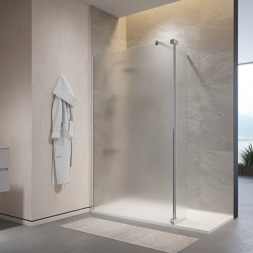 Doccia walk-in 150cm + anta 40cm vetro temperato anticalcare 10mm opaco profili cromo | Naxos Doccia walk-in 150cm + anta 40cm vetro temperato anticalcare 10mm opaco profili cromo | Naxos