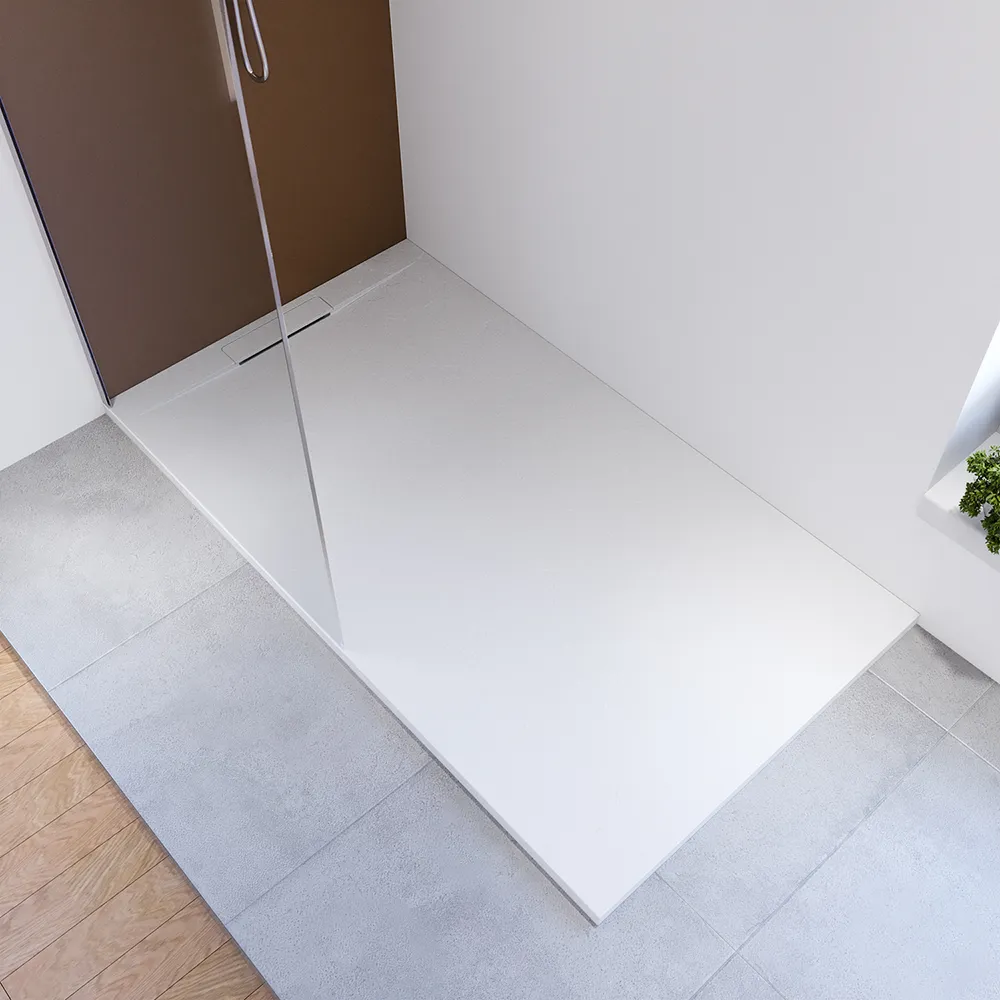 Piatto doccia 70x160 cm in marmoresina bianco effetto pietra | Paros Piatto doccia 70x160 cm in marmoresina bianco effetto pietra | Paros