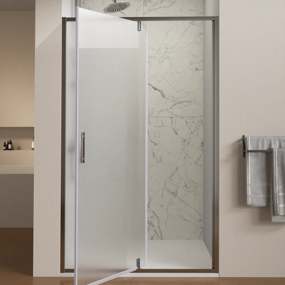 Nicchia slim a battente 130cm profili cromati vetro 6mm opaco anticalcare con cerniere h190 | Lerici