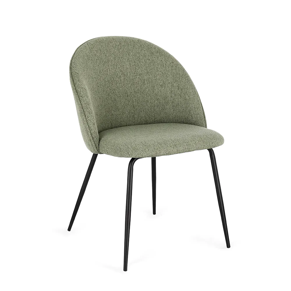 Set 4 sedie seduta in poliestere salvia e gambe in acciaio nero | New Tanya