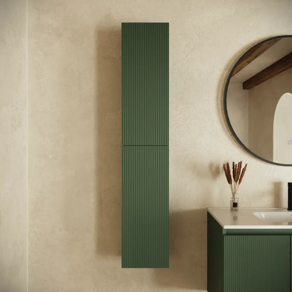 Colonna bagno sospesa cannettata 140cm verde foresta reversibile | Pelion