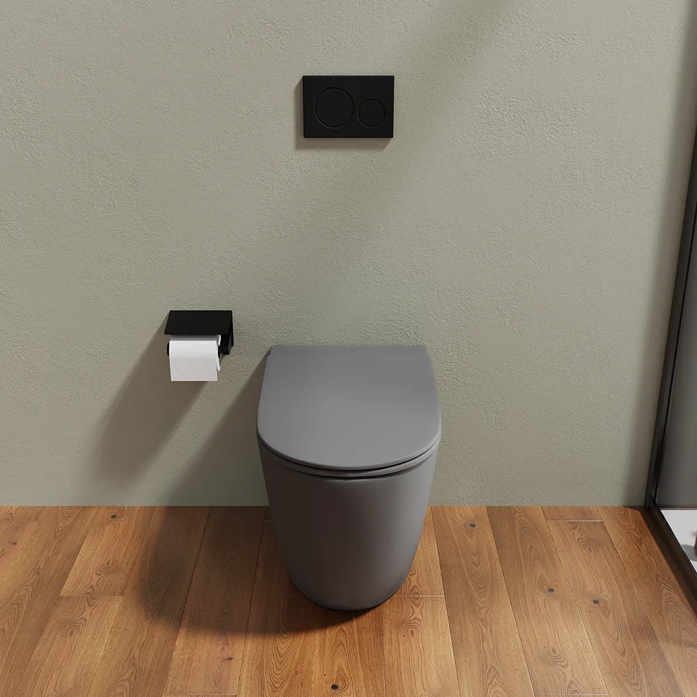 Vaso WC filomuro rimless in ceramica grigio opaco con sedile soft-close | Europa Vaso WC filomuro rimless in ceramica grigio opaco con sedile soft-close | Europa