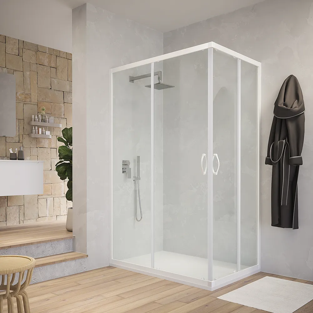 Box doccia angolare 80x120 cm trasparente 4 mm profili bianchi | Grenada Box doccia angolare 80x120 cm trasparente 4 mm profili bianchi | Grenada
