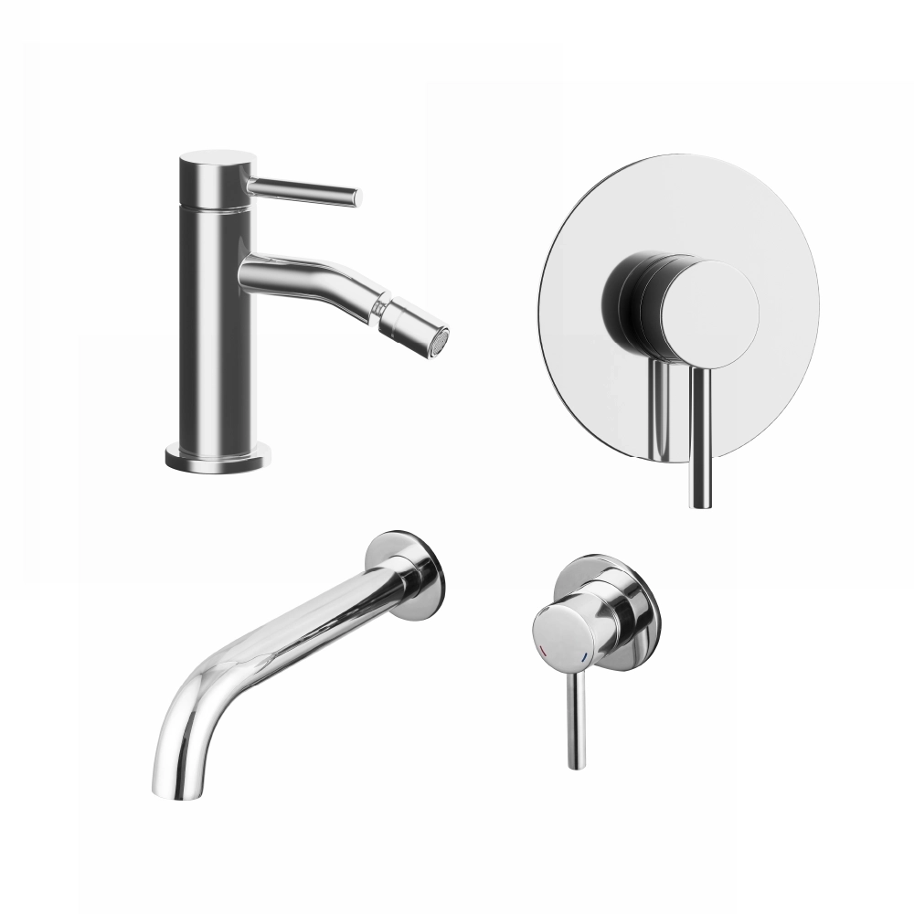 Set miscelatori: lavabo ad incasso bidet senza scarico e incasso doccia monocomando cromato | Bette Set miscelatori: lavabo ad incasso bidet senza scarico e incasso doccia monocomando cromato | Bette