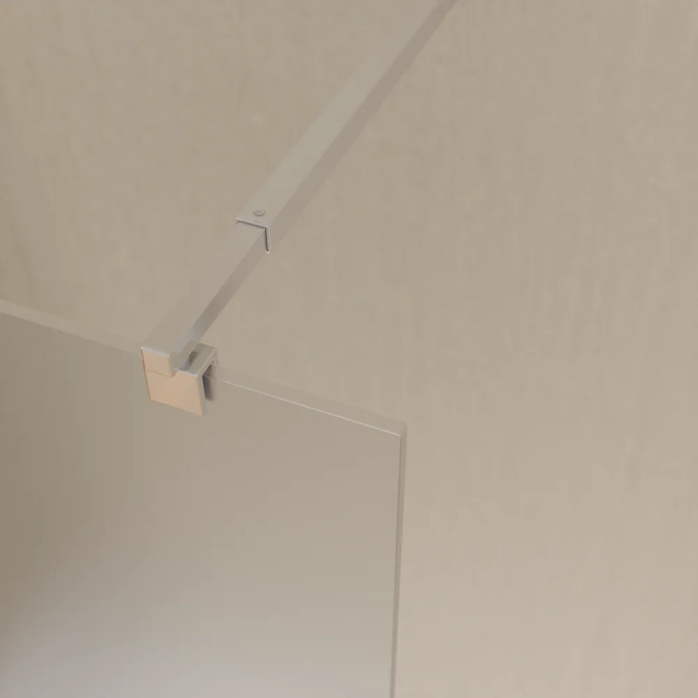 Dettaglio barra stabilizzatrice in acciaio inox 304 della parete walk in Keros Dettaglio barra stabilizzatrice in acciaio inox 304 della parete walk in Keros