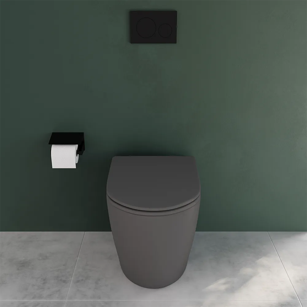 Vaso WC filomuro rimless in ceramica grigio opaco con sedile soft-close | Europa Small Vaso WC filomuro rimless in ceramica grigio opaco con sedile soft-close | Europa Small
