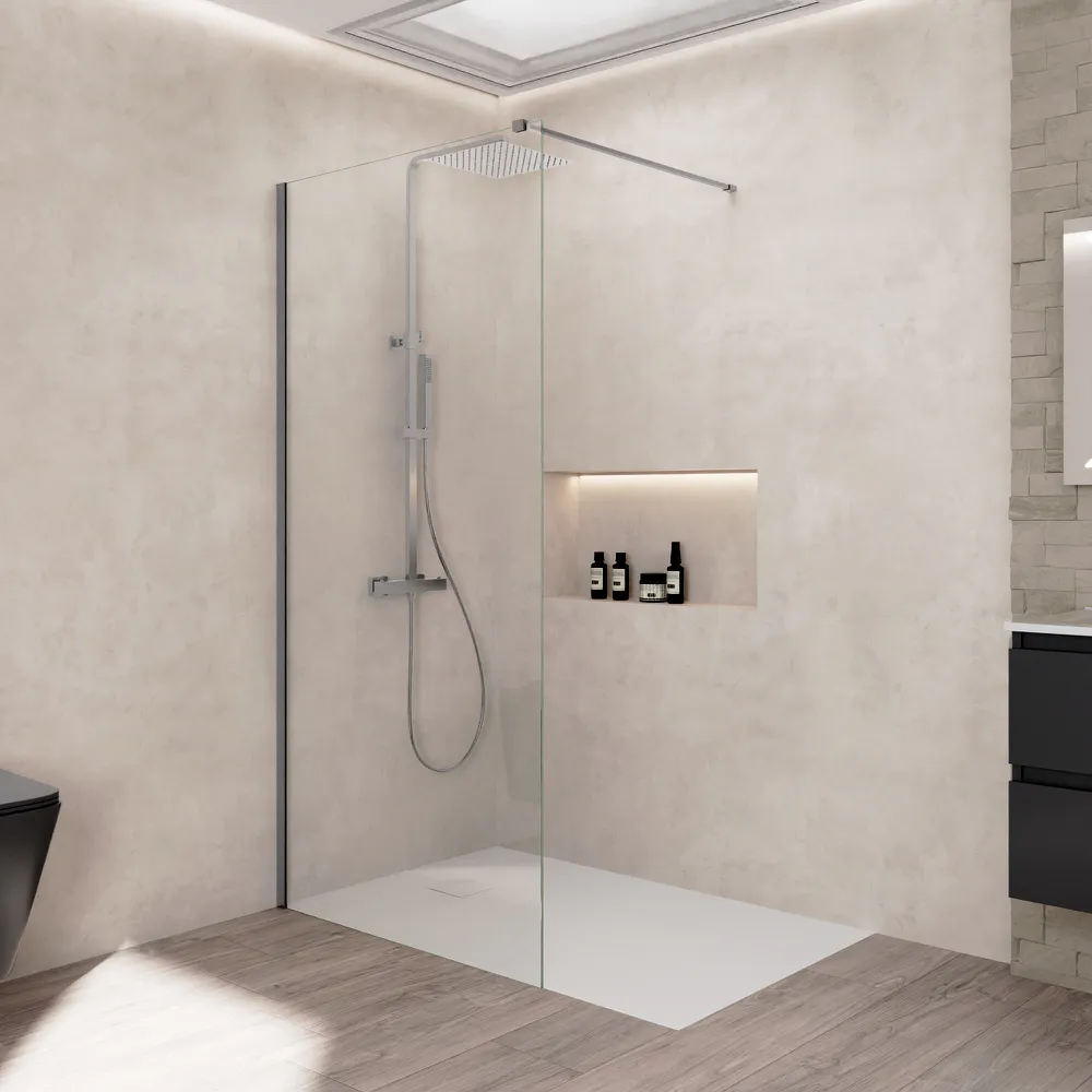 Doccia walk-in 140 cm vetro 8mm anticalcare h200 profilo gun metal spazzolato | Keros Doccia walk-in 140 cm vetro 8mm anticalcare h200 profilo gun metal spazzolato | Keros