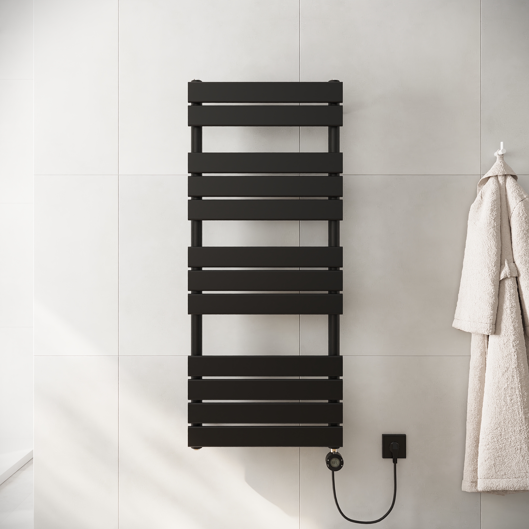 Termoarredo elettrico 1200x500 nero opaco interasse 450 | Andromeda