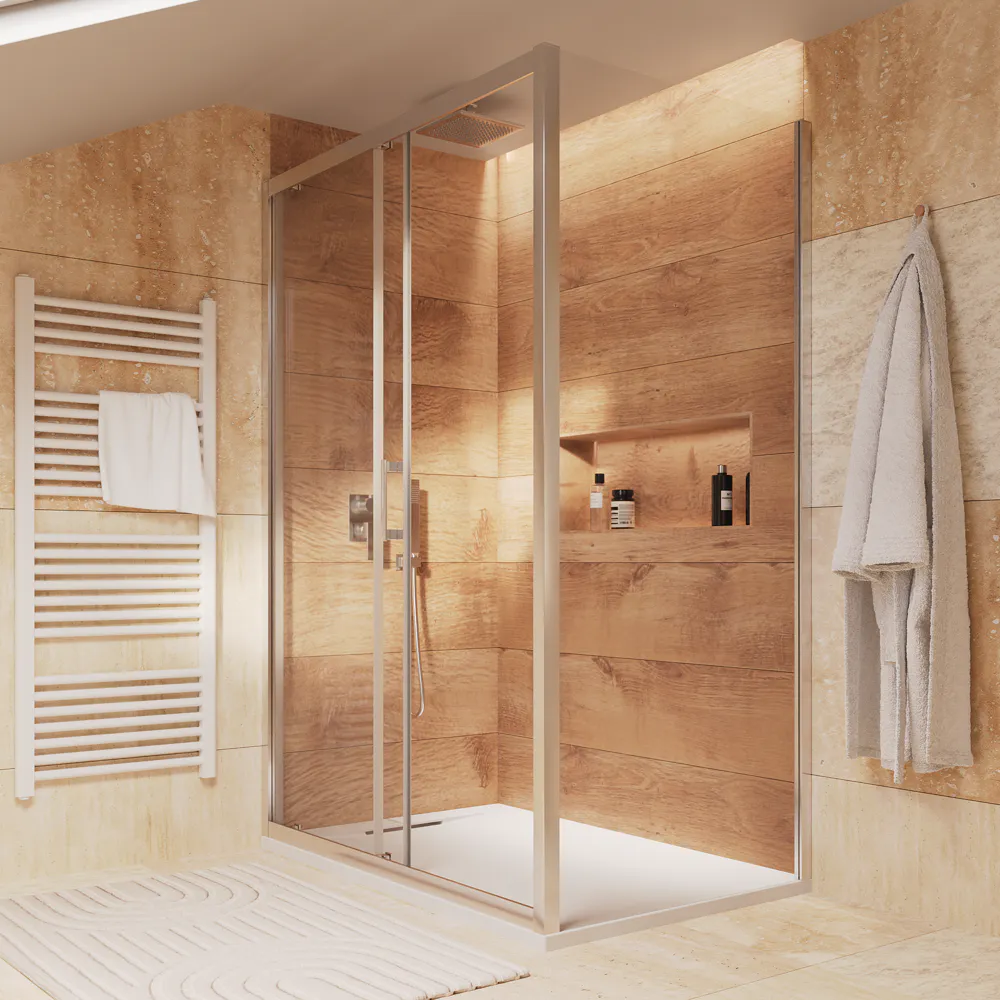 Box doccia cromato 140x80cm vetro 6mm trasparente apertura scorrevole h170cm | Sicily Box doccia cromato 140x80cm vetro 6mm trasparente apertura scorrevole h170cm | Sicily