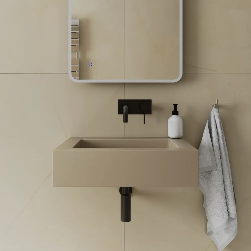 Lavabo sospeso in marmoresina 60cm beige opaco | Koro Lavabo sospeso in marmoresina 60cm beige opaco | Koro