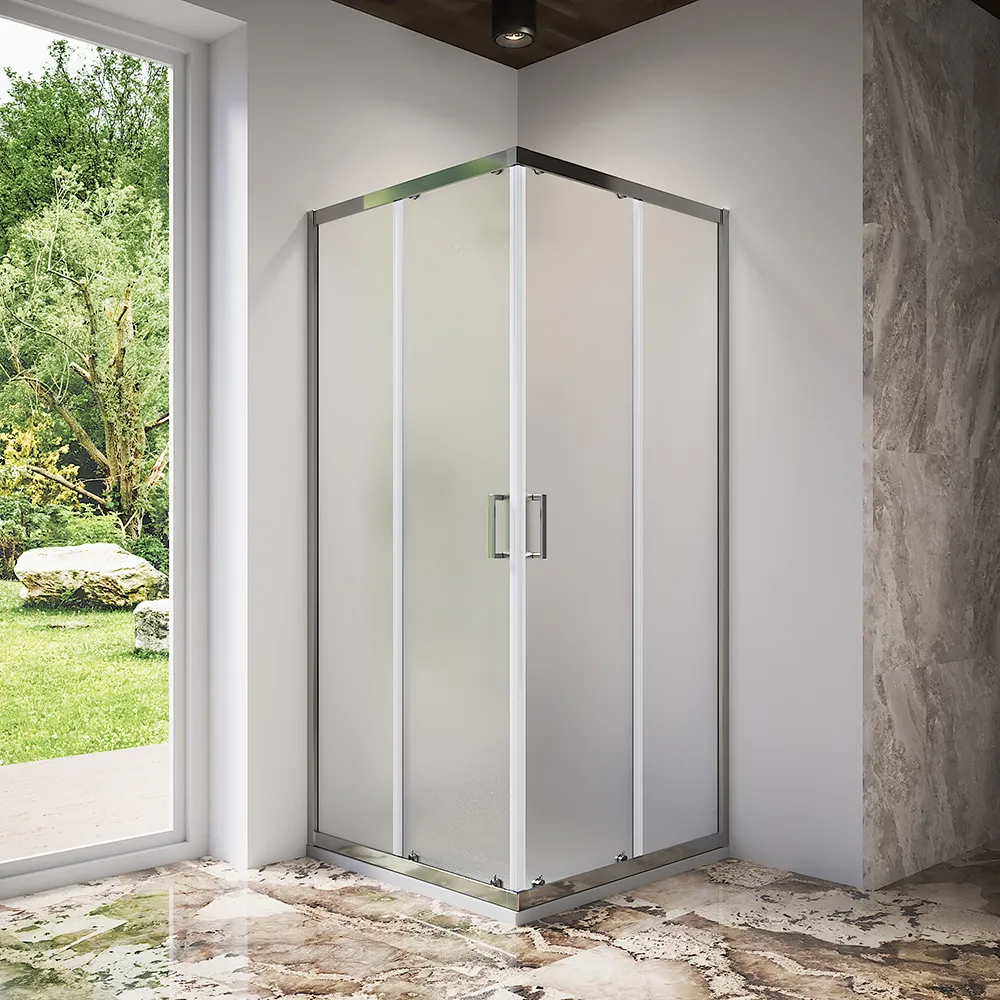 Box doccia 80x80 cm angolare scorrevole vetro stampato 6 mm h185 | Tonga Box doccia 80x80 cm angolare scorrevole vetro stampato 6 mm h185 | Tonga