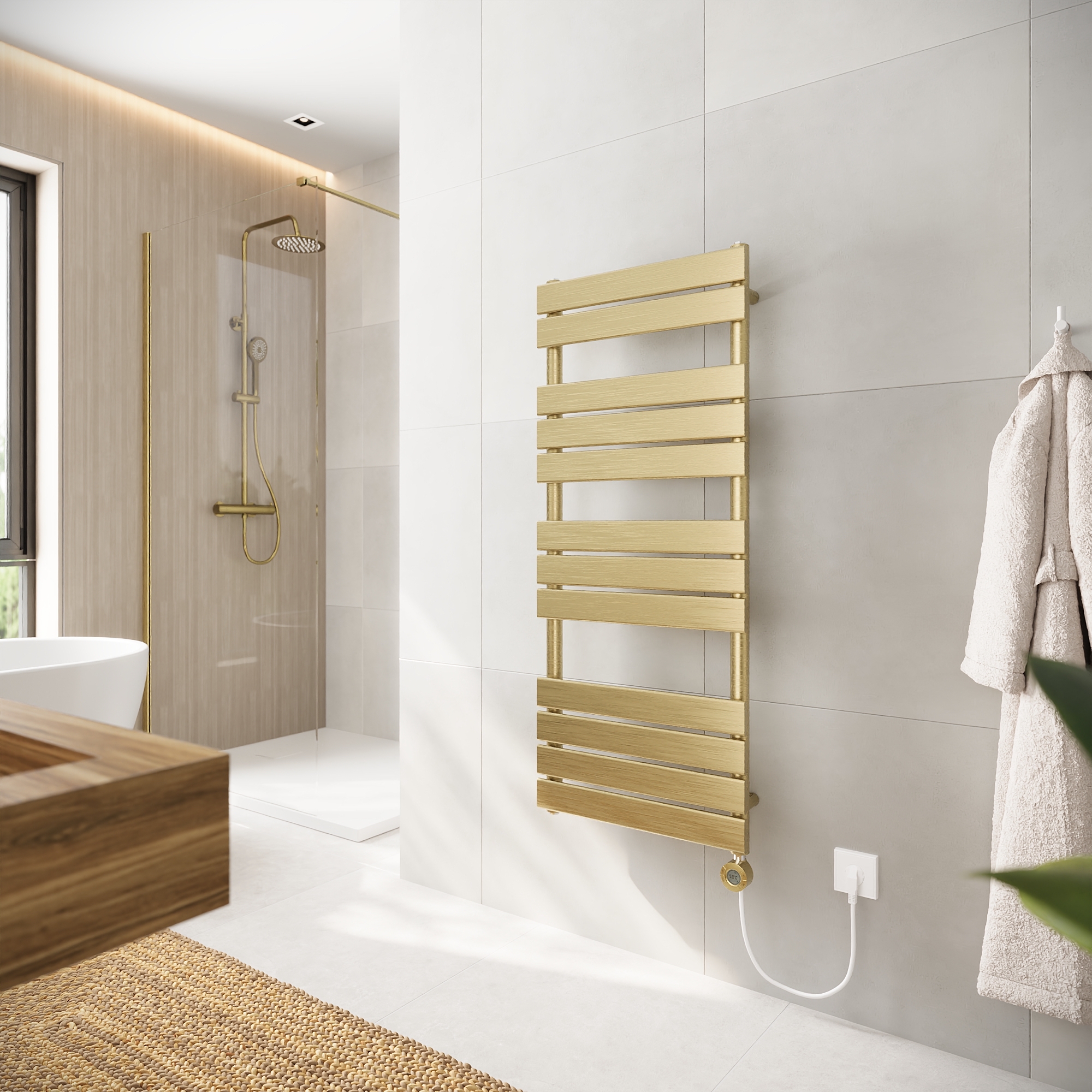 Termoarredo elettrico 1200x500 oro spazzolato interasse 450 | Andromeda Termoarredo elettrico 1200x500 oro spazzolato interasse 450 | Andromeda