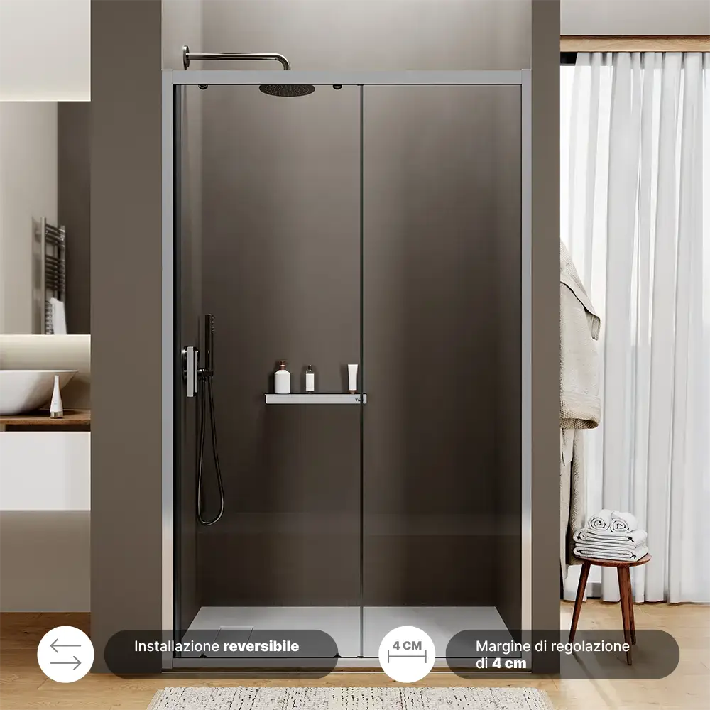 Porta doccia mod. Sicily vetro 6mm trasparente e installazione reversibile Porta doccia mod. Sicily vetro 6mm trasparente e installazione reversibile