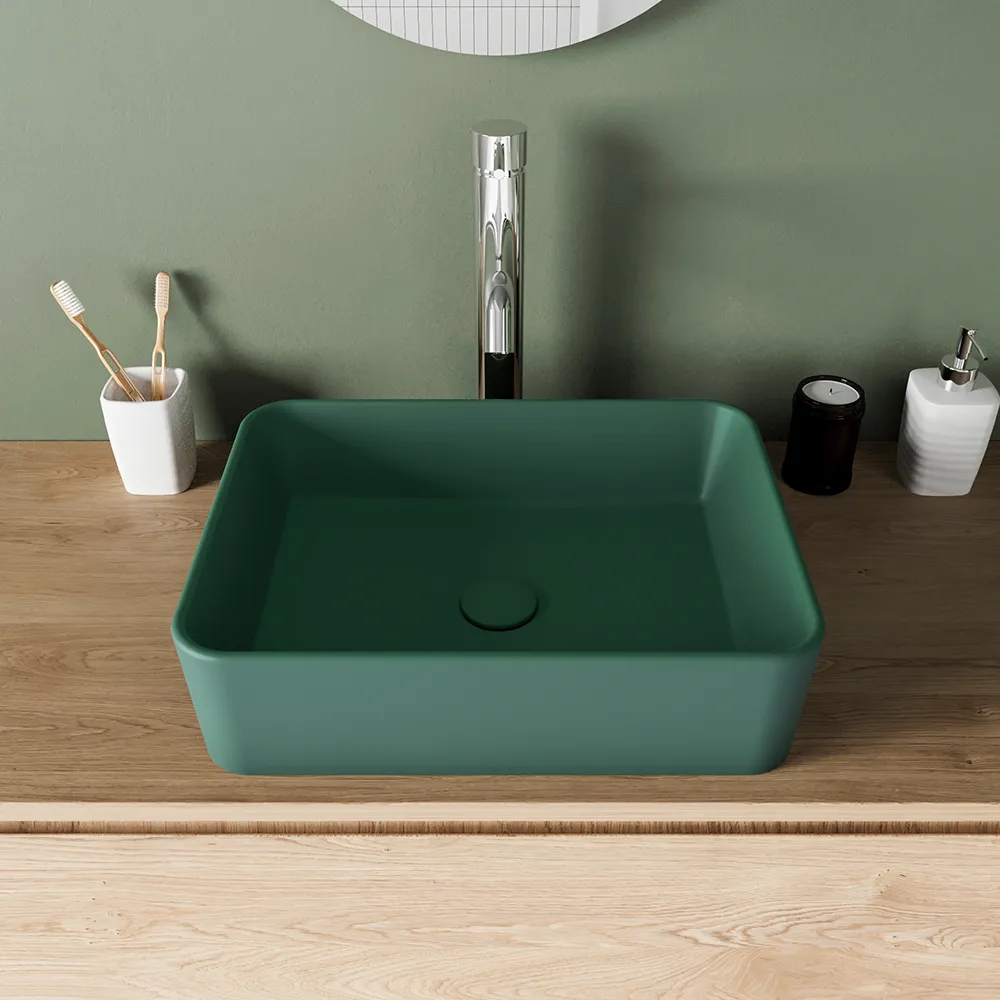 Lavabo da appoggio rettangolare 48x37x13,5 cm verde | Caspio Lavabo da appoggio rettangolare 48x37x13,5 cm verde | Caspio