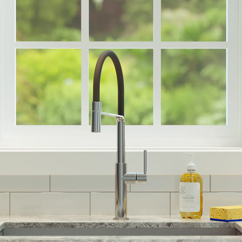 Miscelatore lavello cucina cromato girevole con tubo siliconico estraibile | Chili Miscelatore lavello cucina cromato girevole con tubo siliconico estraibile | Chili