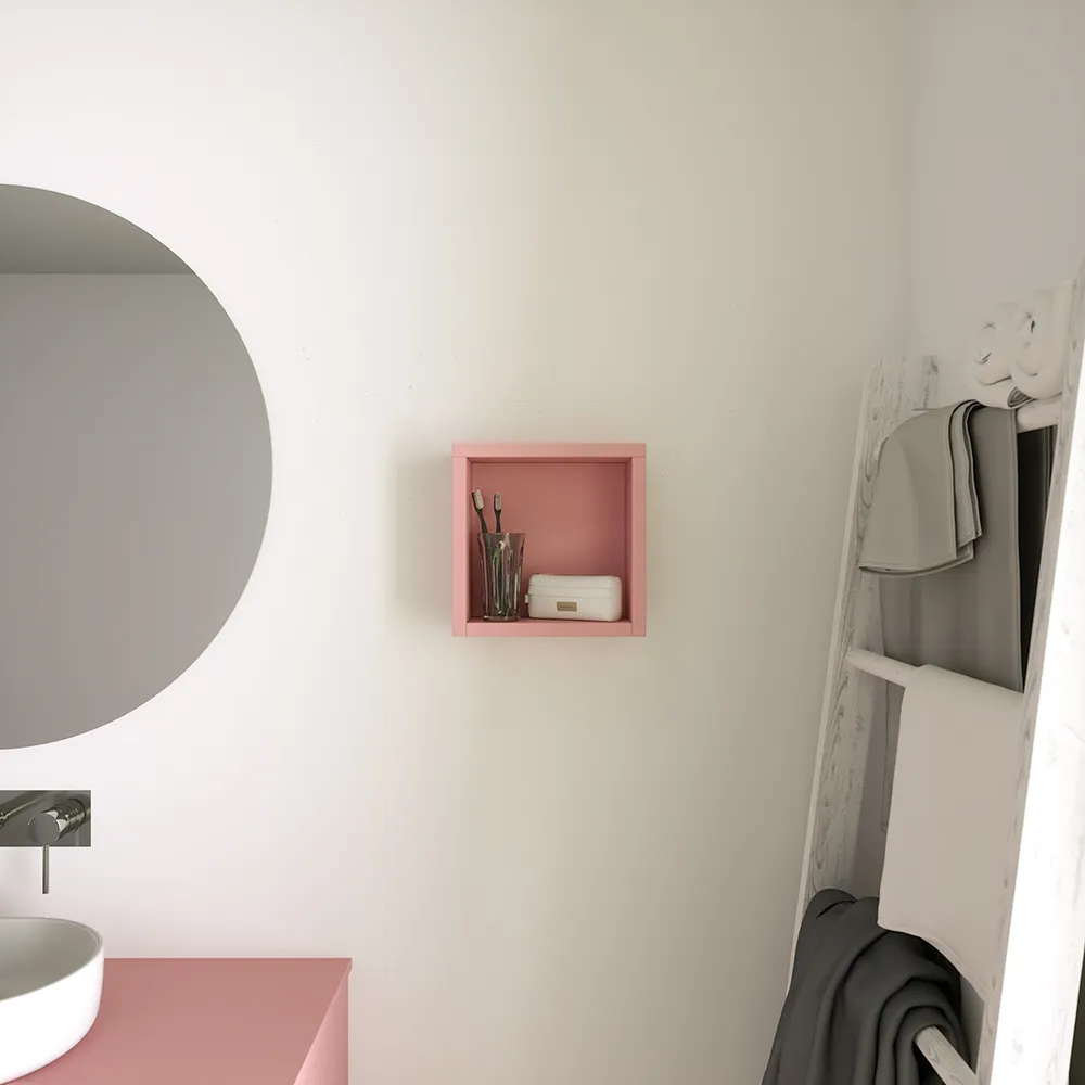 Pensile bagno sospeso a giorno 25x25cm color rosa cipria | Ardenne Pensile bagno sospeso a giorno 25x25cm color rosa cipria | Ardenne
