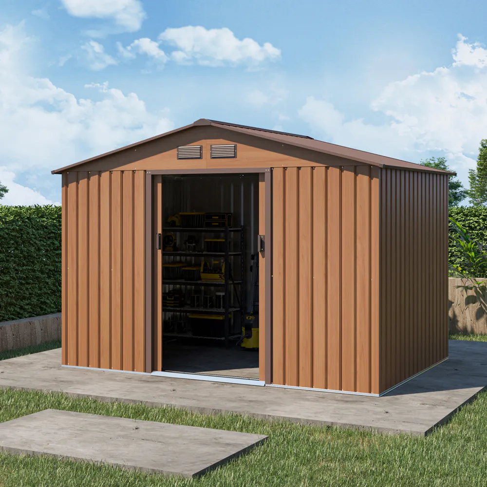 Casetta da giardino in acciaio zincato rovere 2,77x1,95x1,93 m - 65kg - 4,8 metri quadri