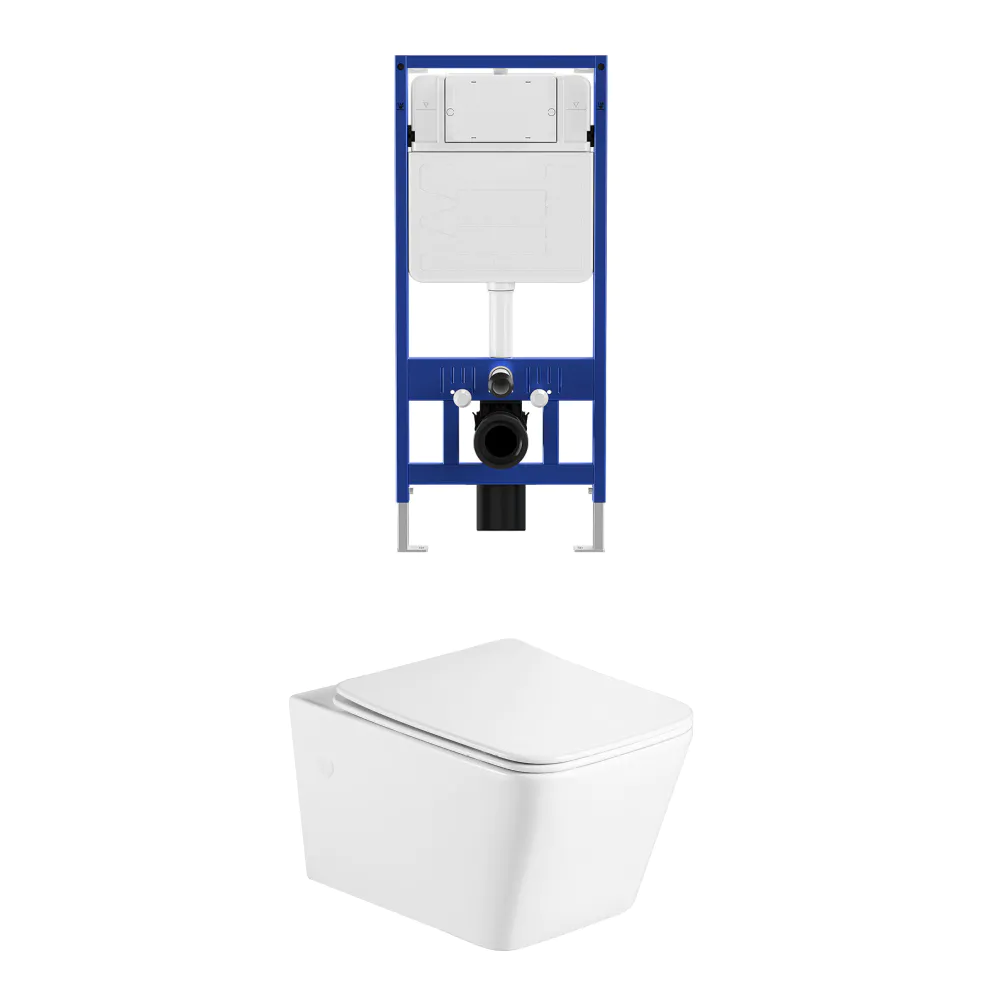 Kit WC sospeso e sistema di scarico da incasso mod. Londra bianco lucido