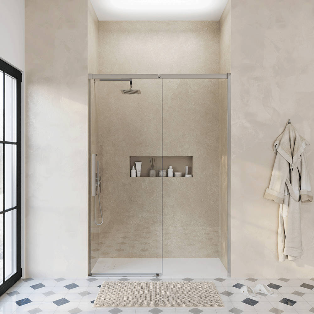 Apertura scorrevole della porta doccia mod. Antille di Parama Apertura scorrevole della porta doccia mod. Antille di Parama