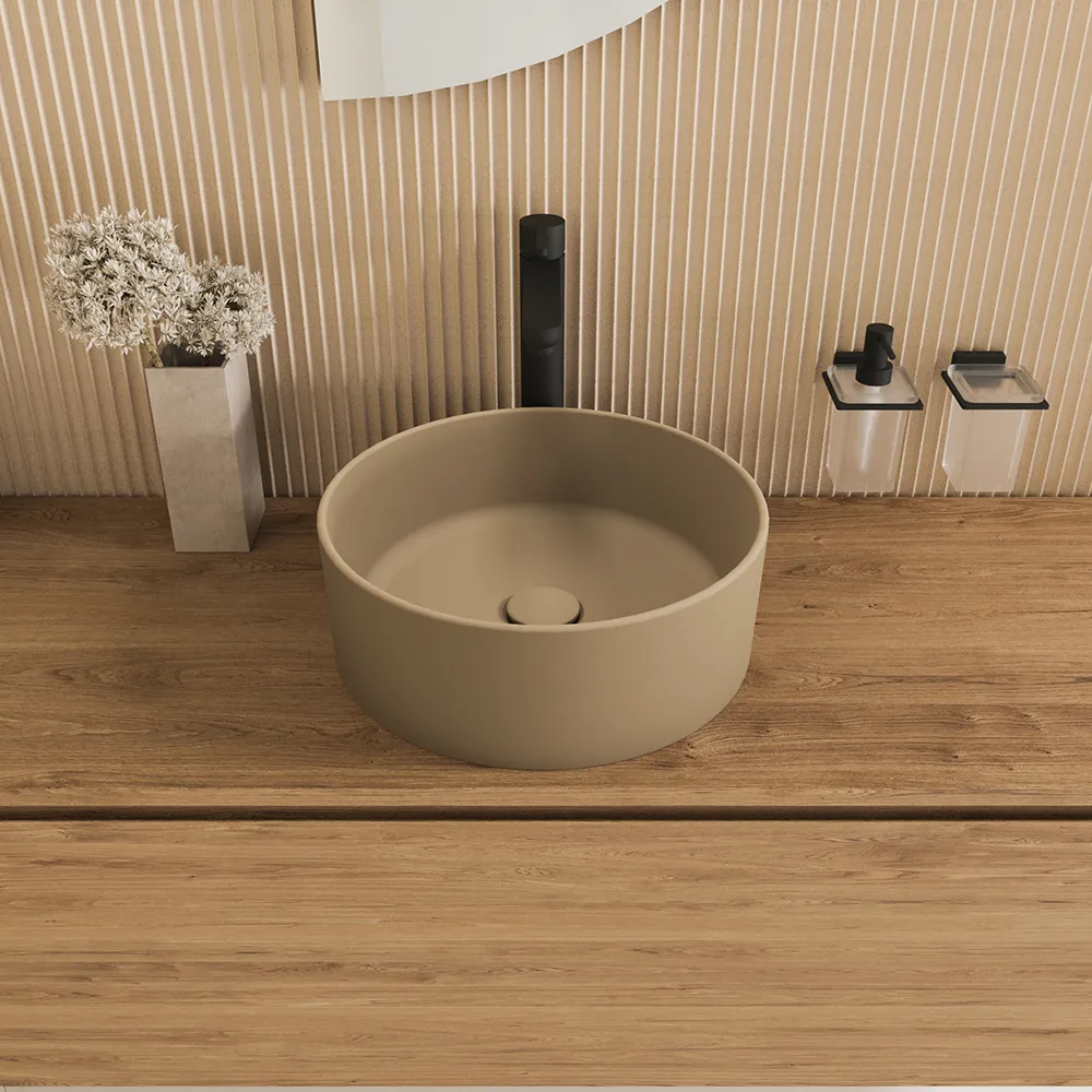 Lavabo da appoggio tondo 37,5x37,5x13,5 tortora | Tirreno Lavabo da appoggio tondo 37,5x37,5x13,5 tortora | Tirreno