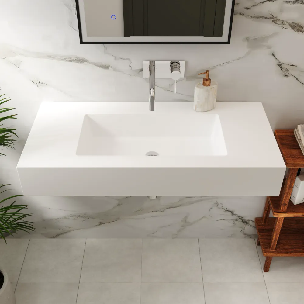 Lavabo sospeso in marmoresina 120cm bianco opaco | Koro Lavabo sospeso in marmoresina 120cm bianco opaco | Koro