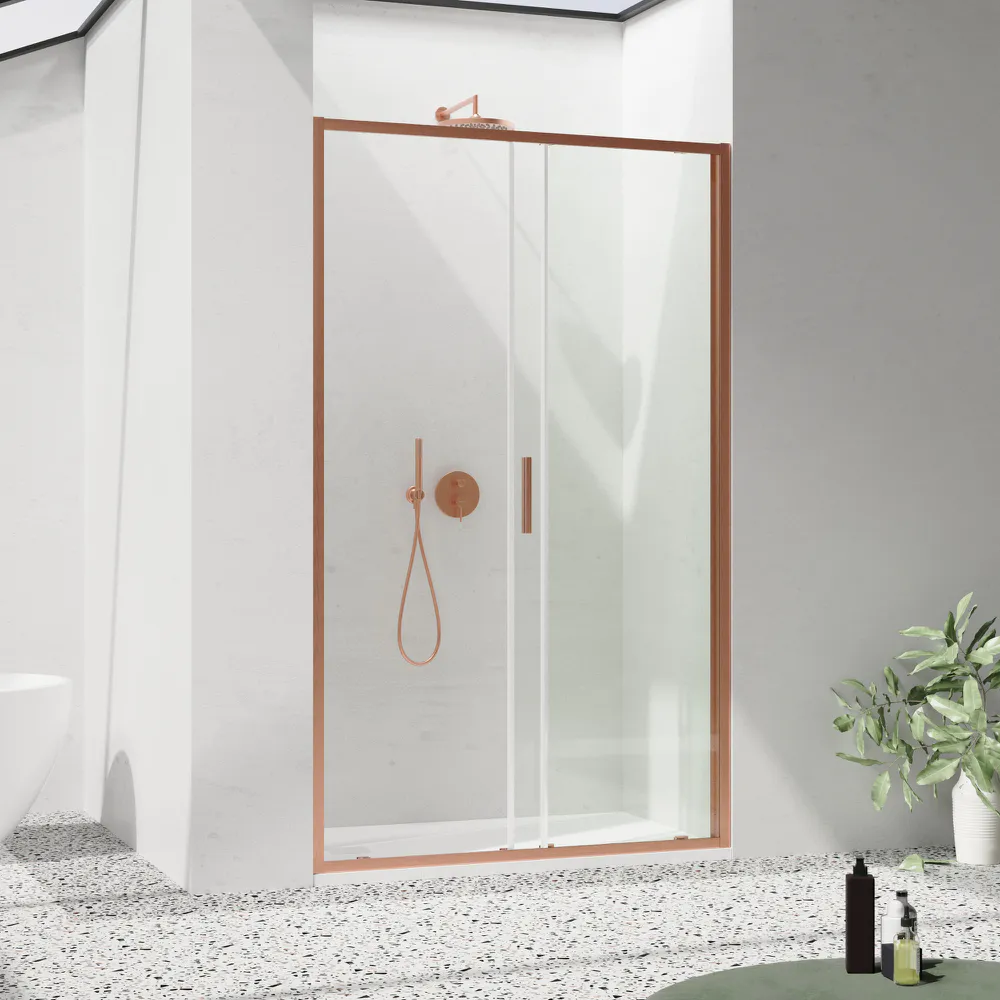 Porta doccia scorrevole 120cm profili slim rame spazzolato vetro 6mm trasparente anticalcare h190 m| Portofino