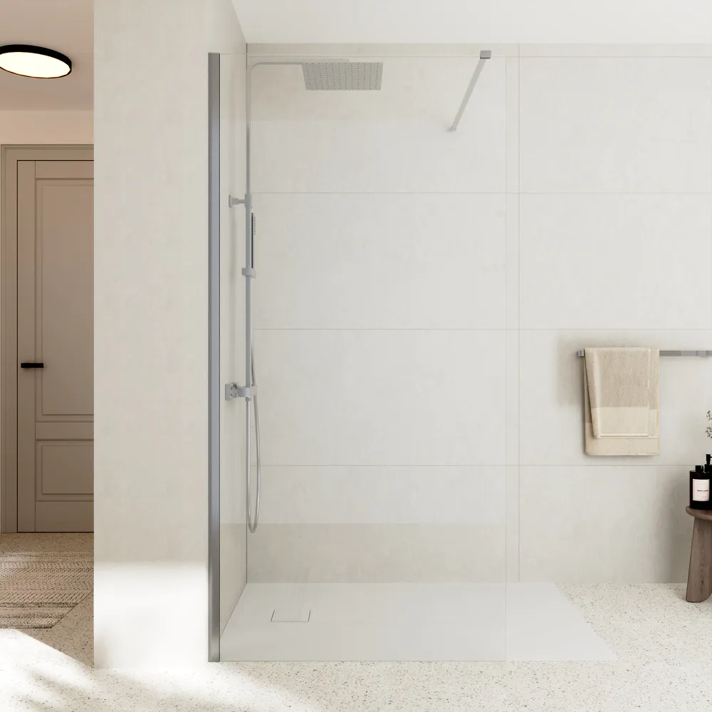 Doccia walk-in 120 cm vetro 8mm anticalcare h200 profilo gun metal spazzolato | Keros