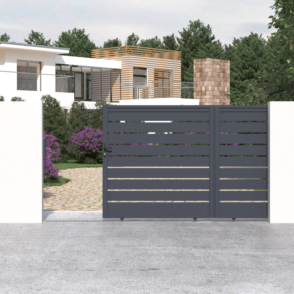 Cancello in alluminio scorrevole 350x176cm grigio freddo Cancello in alluminio scorrevole 350x176cm grigio freddo