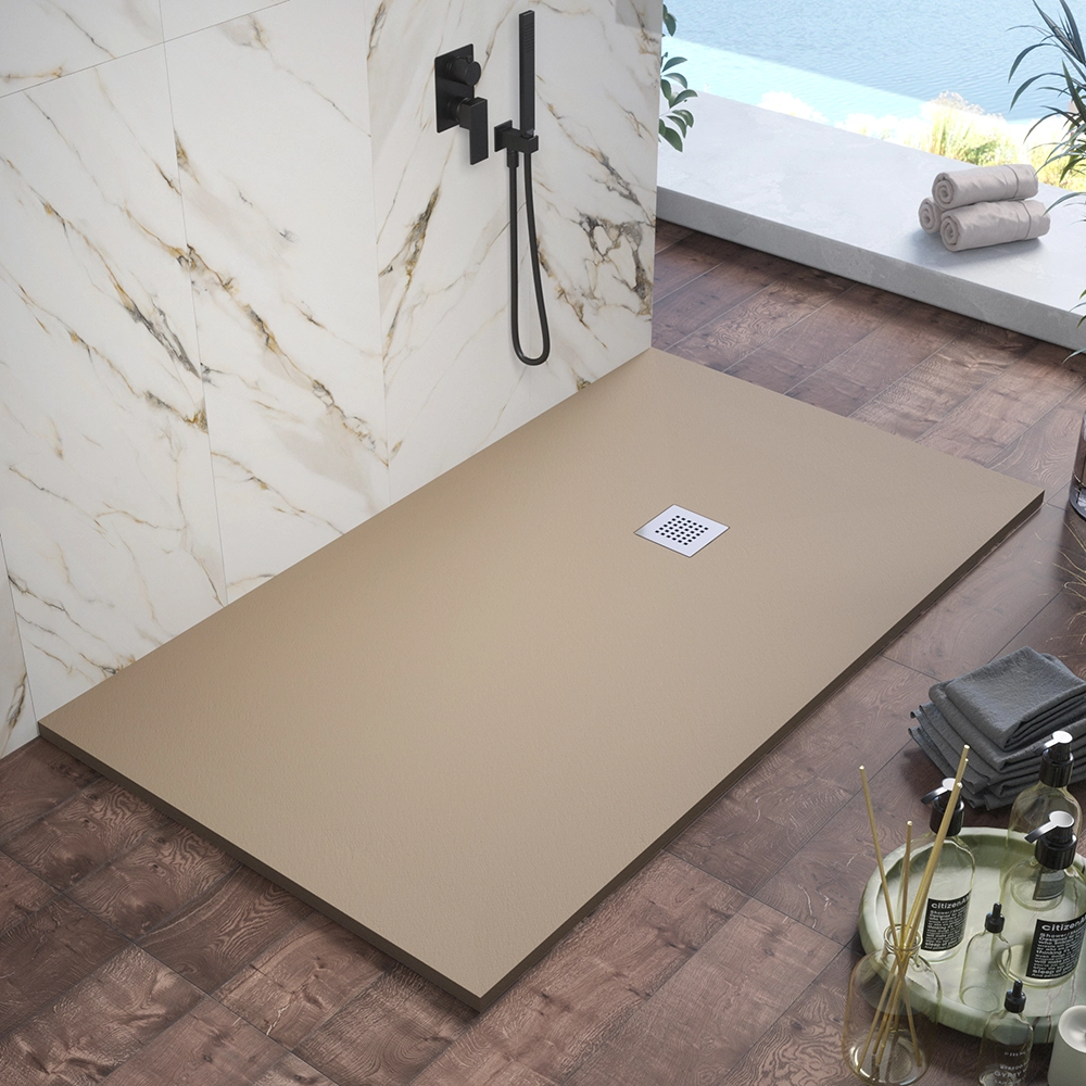 Piatto doccia 70x120cm in marmoresina marrone effetto pietra | Kos Piatto doccia 70x120cm in marmoresina marrone effetto pietra | Kos