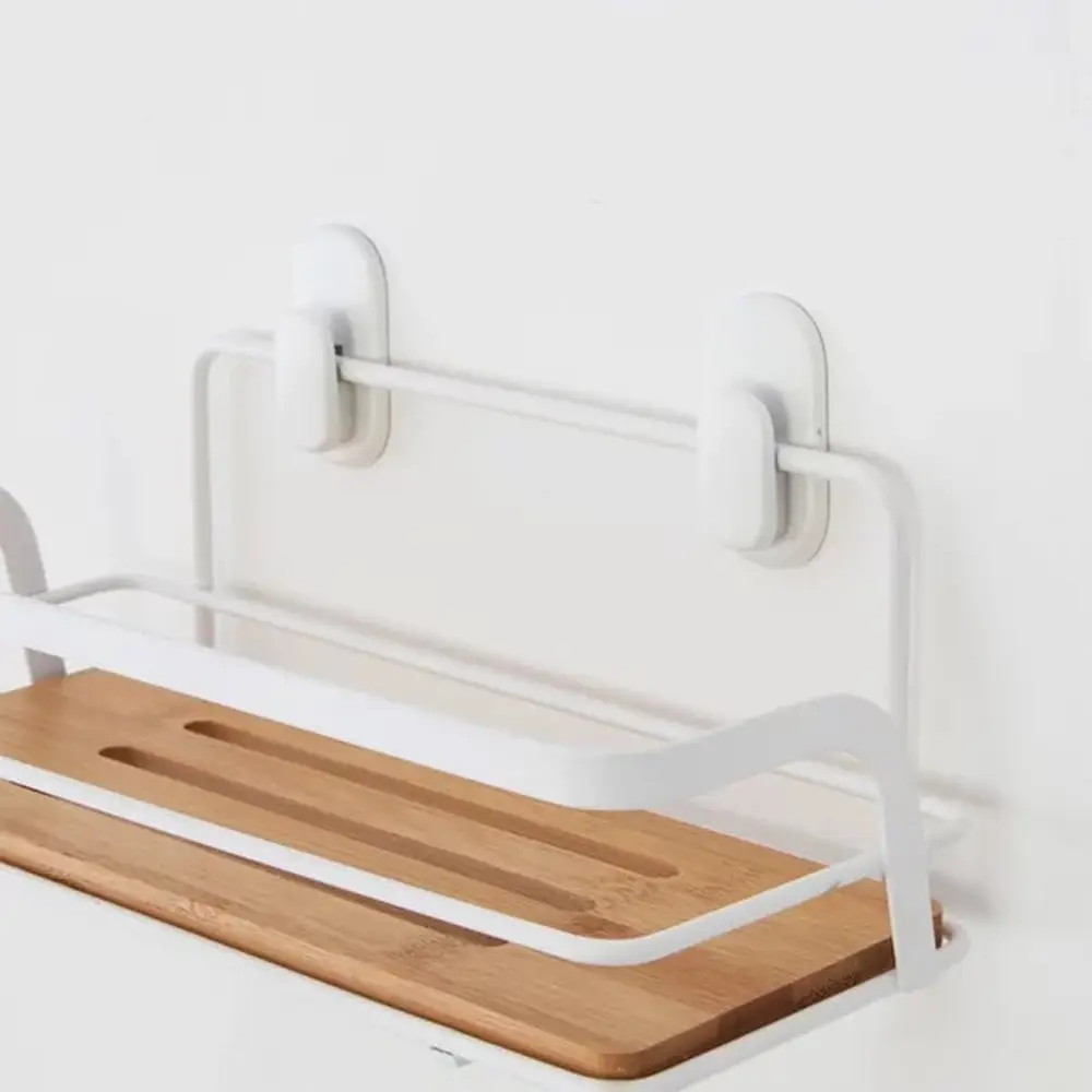 Mensola un ripiano acciaio bianco e bambu | Haiti Mensola un ripiano acciaio bianco e bambu | Haiti