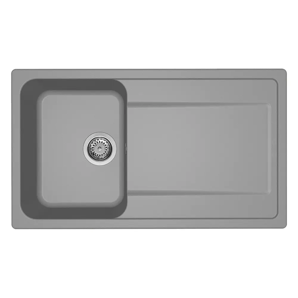 Elleci lavello da cucina 1 vasca con gocciolatoio 86x50cm in granitek cemento installazione sopratop | Life 400 Elleci lavello da cucina 1 vasca con gocciolatoio 86x50cm in granitek cemento installazione sopratop | Life 400
