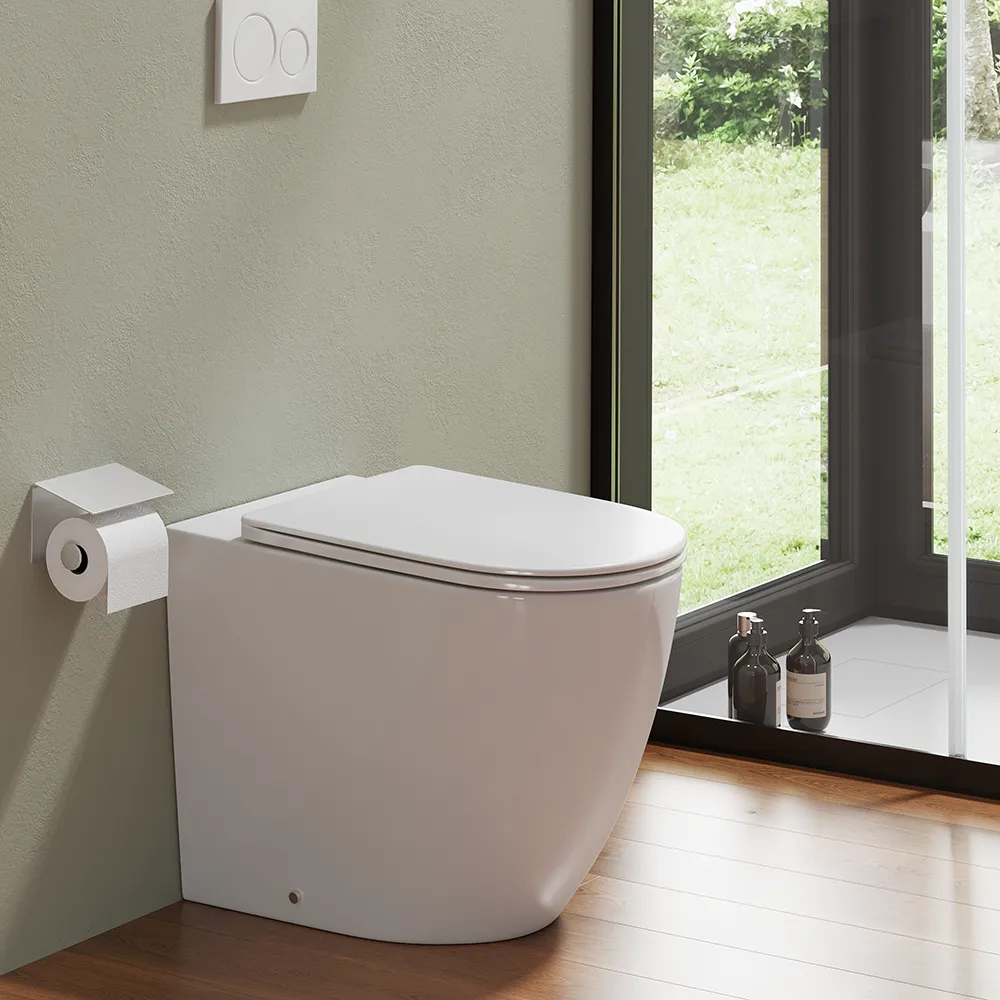 Vaso WC filomuro rimless in ceramica bianco lucido con sedile soft-close | Europa Vaso WC filomuro rimless in ceramica bianco lucido con sedile soft-close | Europa