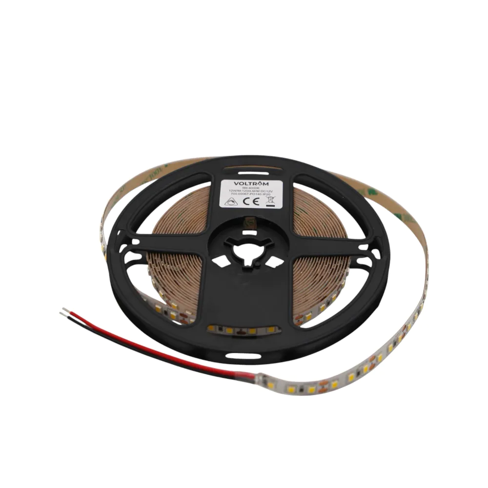 Striscia LED SMD 12V 120LED/m 5m tagliabile ogni 2,5cm 12W/m luce fredda 6000K