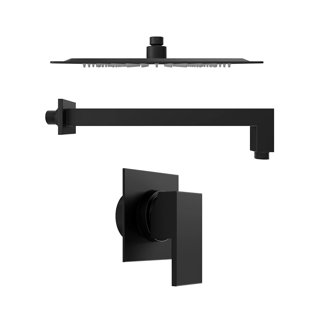 Set doccia nero opaco - Miscelatore incasso Hedy con braccio e soffione slim 20x20 cm Set doccia nero opaco - Miscelatore incasso Hedy con braccio e soffione slim 20x20 cm