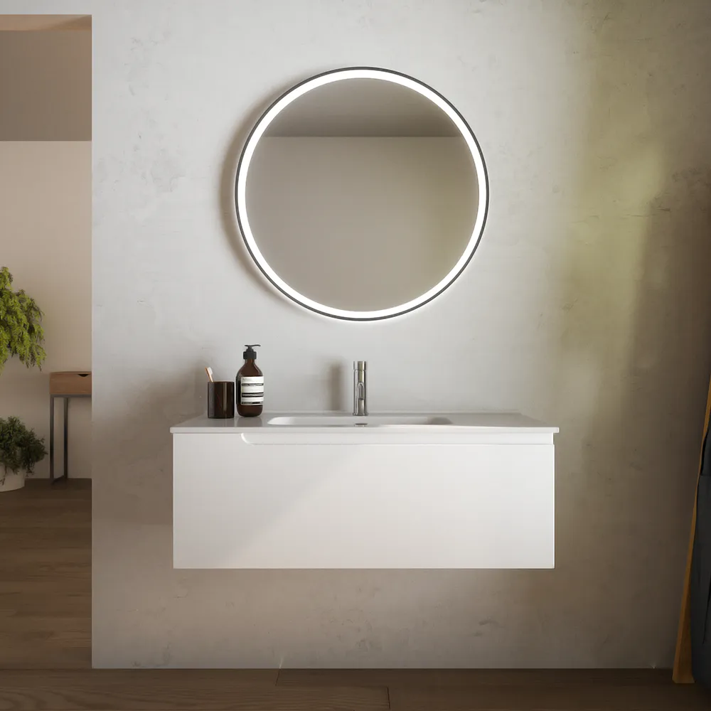 Mobile bagno sospeso 120 cm un cassetto bianco opaco con lavabo | Ardenne Mobile bagno sospeso 120 cm un cassetto bianco opaco con lavabo | Ardenne