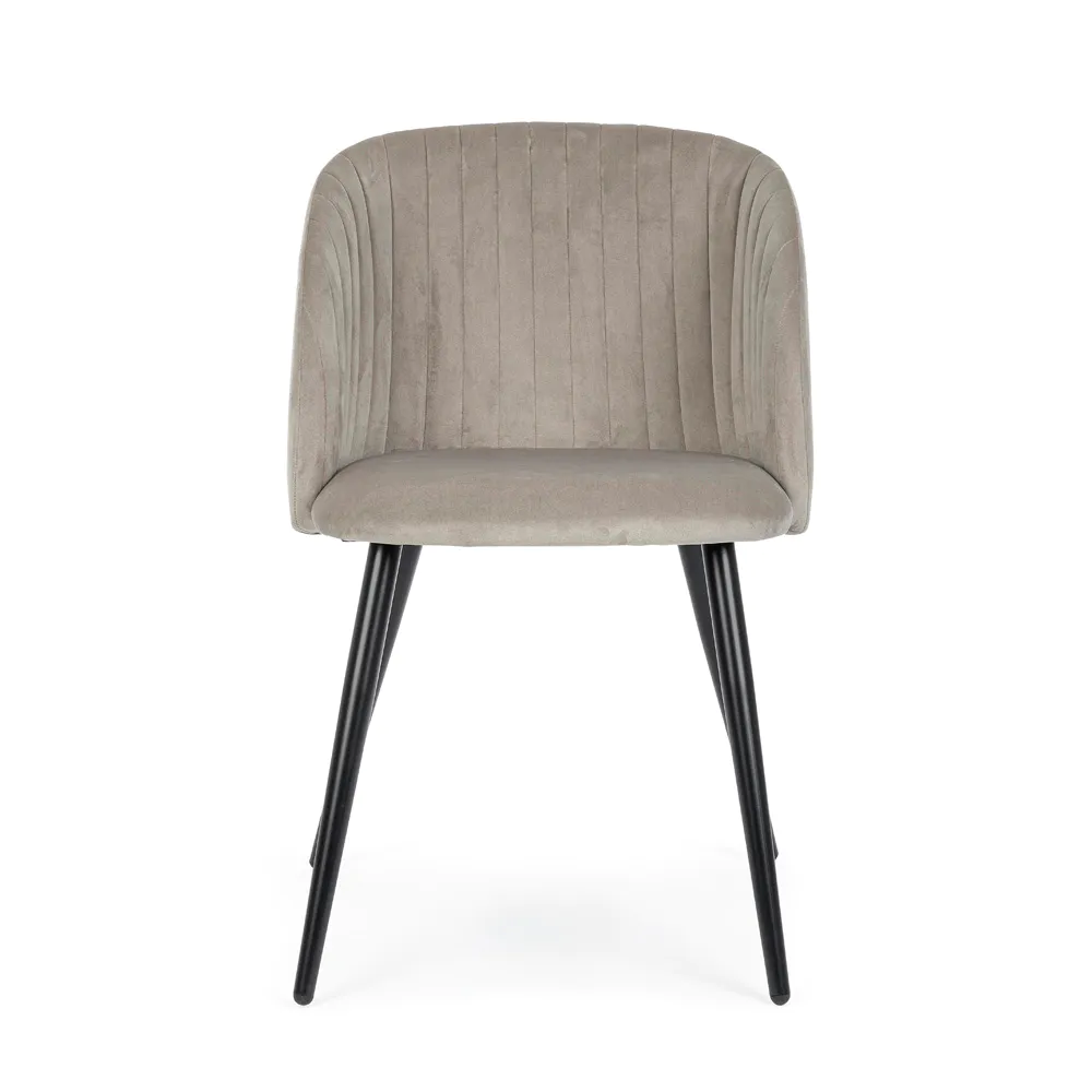 Set 2 sedie in velluto tortora con gambe in acciaio nero | Queen