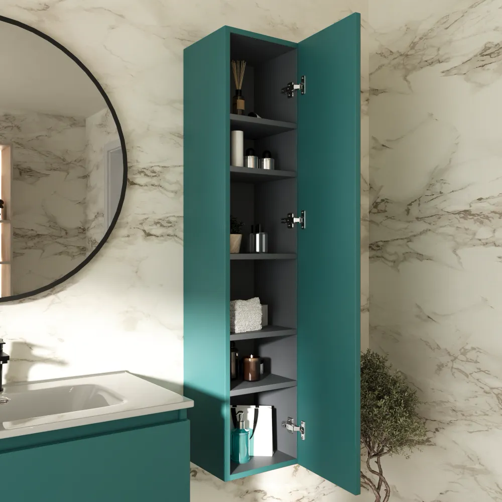 Colonna bagno sospesa 140x30cm petrol apertura push&pull reversibile | Hexa Colonna bagno sospesa 140x30cm petrol apertura push&pull reversibile | Hexa