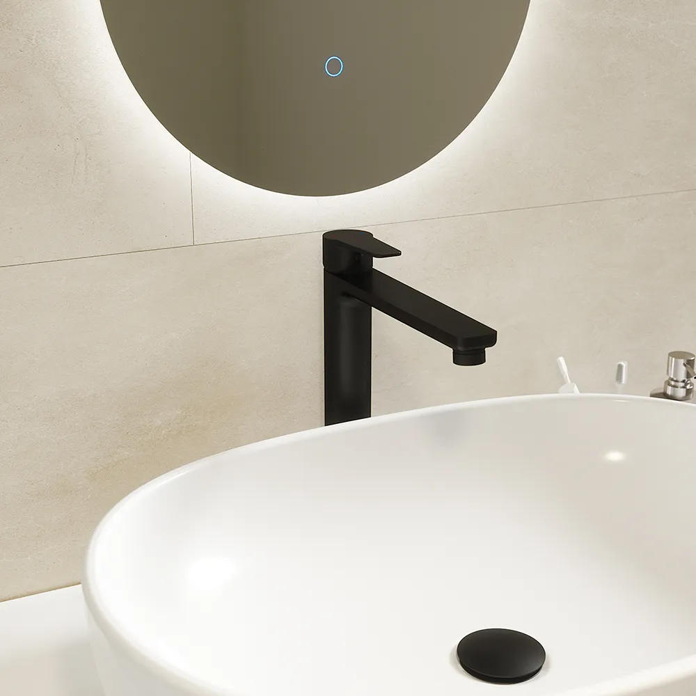 Set miscelatori: lavabo alto bidet senza scarico ed esterno vasca c/rubinetto nero opaco | Jane Set miscelatori: lavabo alto bidet senza scarico ed esterno vasca c/rubinetto nero opaco | Jane